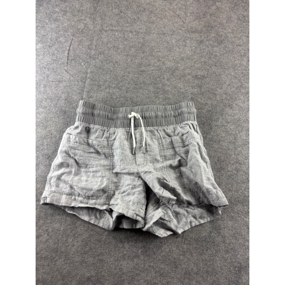 Athleta Womens Gray Linen Blend Drawstring Shorts Size 4 Elastic Waist Casual